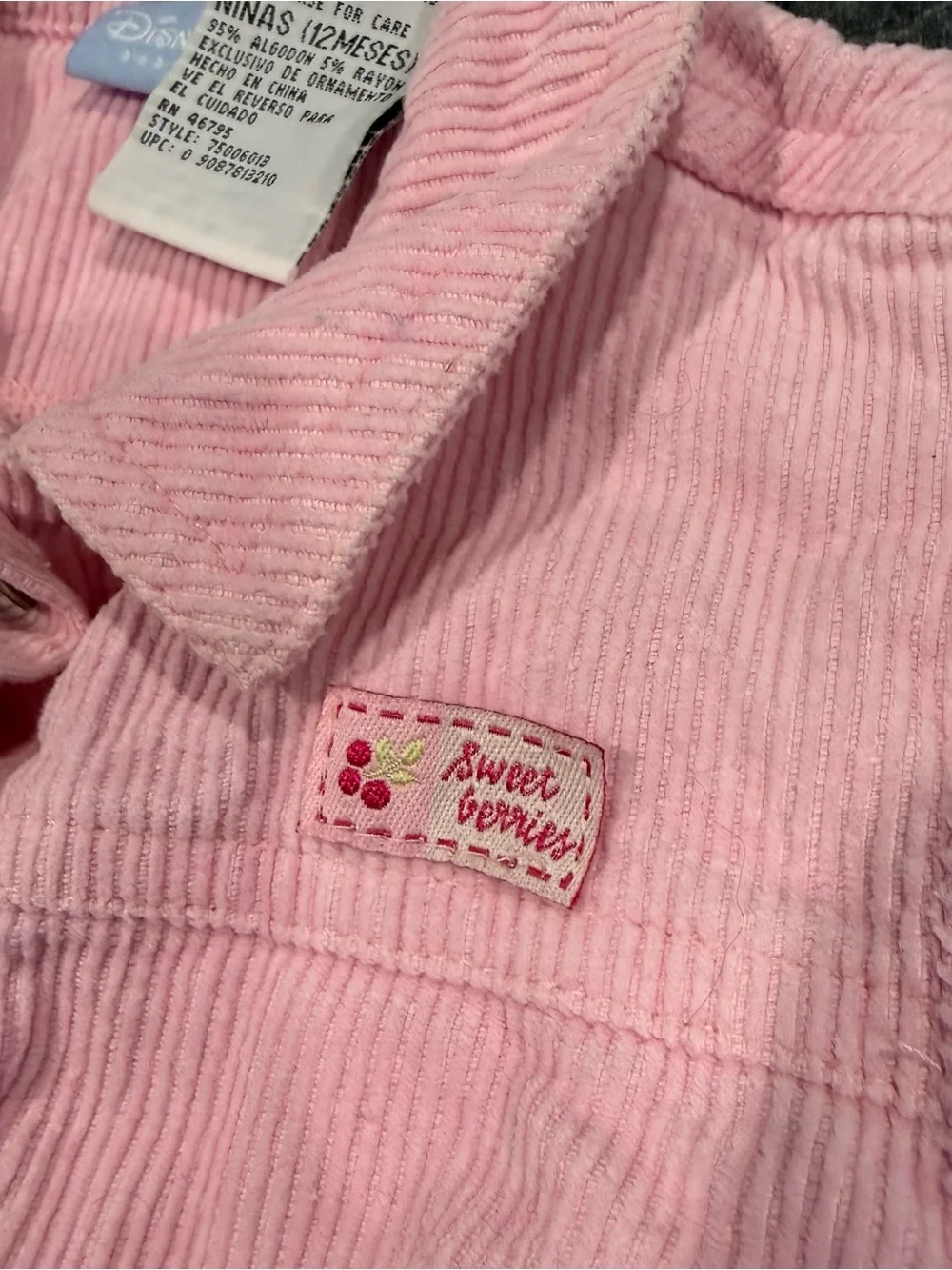 Vintage Winnie the Pooh corduroy 12 month baby girl jacket pink sweet berries